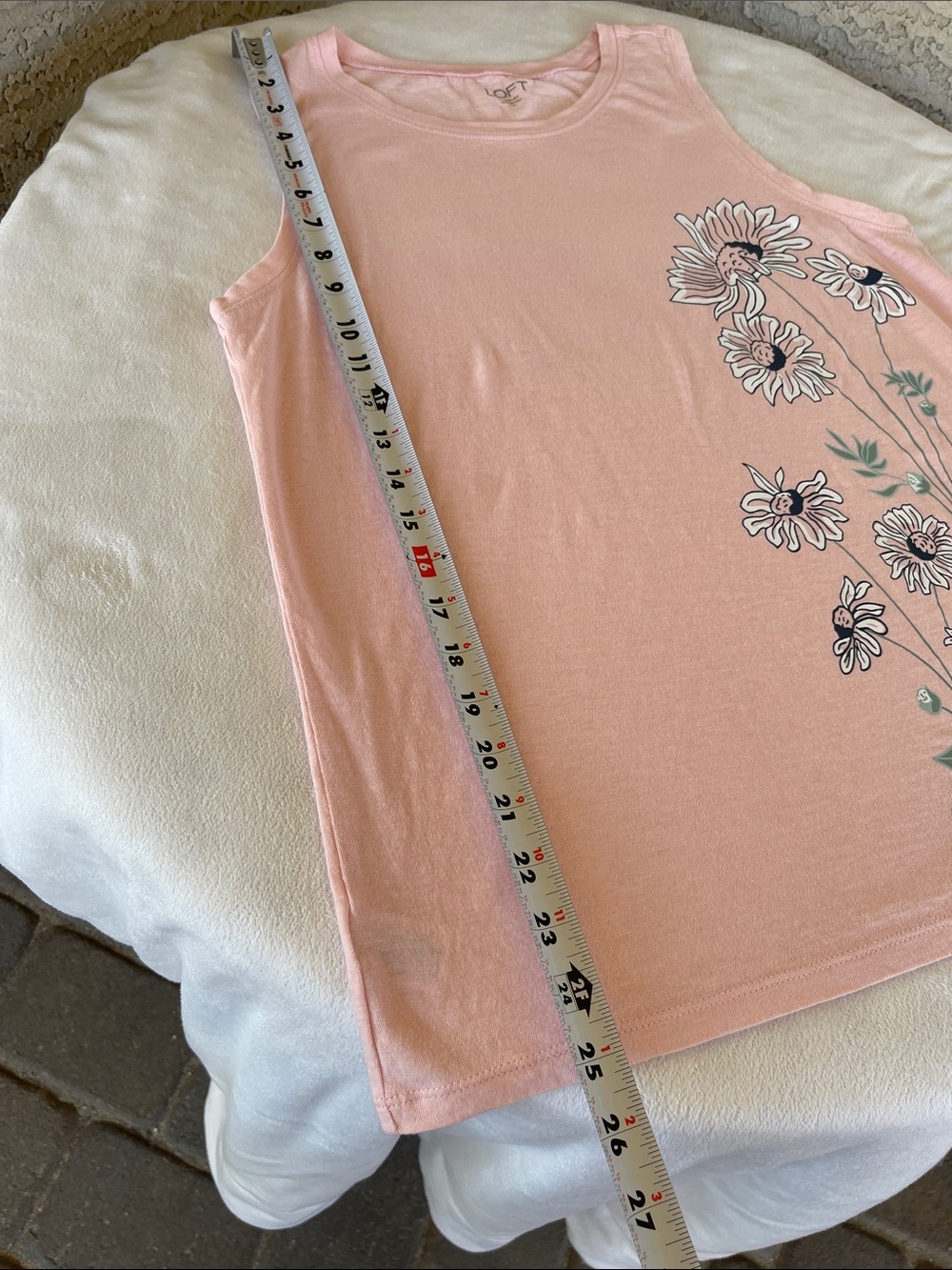 LOFT Outlet Peachy Blush Pink Floral Sleeveless Tank Top Size Medium 100% Cotton - Picture 5 of 7